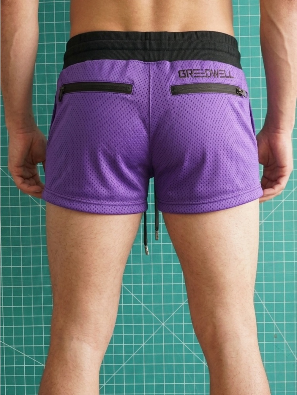 Breedwell Men's Athletic Purple Training Shorts with Drawstring Waist - Picture 2 of 7